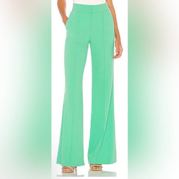 Alice + Olivia Dylan High Waist Wide-Leg Pants – Jade Green Size 4